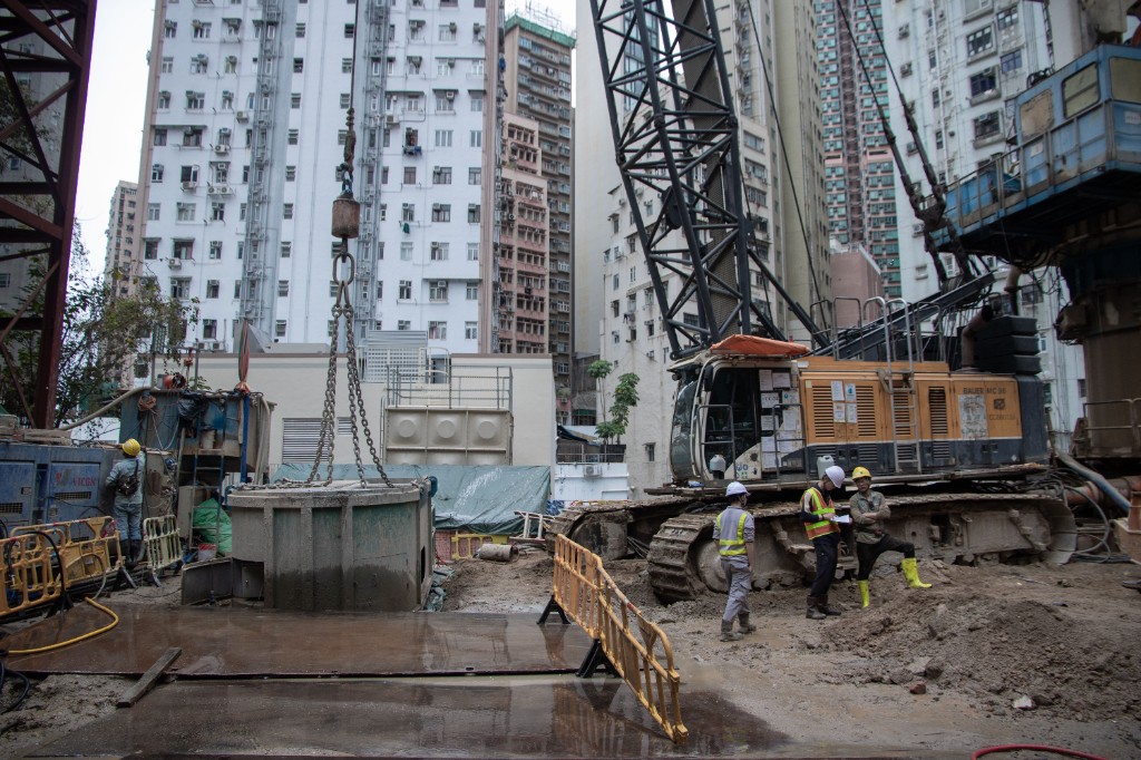 Heavy steel and foundation works on urban site
